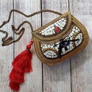 Sam Edelman Red Yaro Iron Minaudiere Crossbody